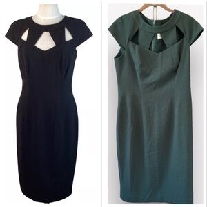 🍕🪻Eliza J cut out cocktail dress sheath dark green cap sleeves size 8 CLOSEOUT